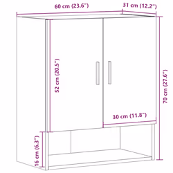vidaXL Wall Cabinet Old Wood 60x31x70 cm Engineered Wood wall mounted cabinet - old wood - Additional view 10