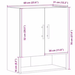 vidaXL Wall Cabinet Old Wood 60x31x70 cm Engineered Wood cabinet - old wood