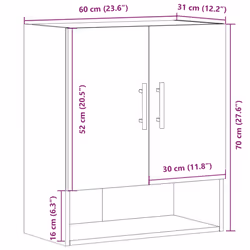 vidaXL Wall Cabinet Old Wood 60x31x70 cm Engineered Wood cabinet - artisan oak - Additional view 10