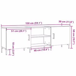 vidaXL TV Cabinet Old Wood 150x30x50 cm Engineered Wood TV stand media cabinet - artisan oak - Additional view 10