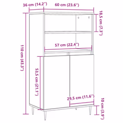 vidaXL Highboard Sideboard Side Cabinet Cupboard Artisian Oak Engineered Wood - old wood