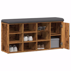 vidaXL Shoe Bench Entryway Storage Bench Hallway Shoe Rack Engineered Wood - old wood