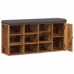 vidaXL Shoe Bench Entryway Storage Bench Hallway Shoe Rack Engineered Wood - old wood - Additional view 6