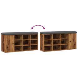 vidaXL Shoe Bench Entryway Storage Bench Hallway Shoe Rack Engineered Wood - old wood - Additional view 7