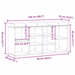 vidaXL Shoe Bench Old Wood 82x32x50 cm Engineered Wood bench storage bench - old wood, 102 x 32 x 50 cm