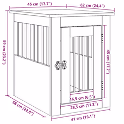 vidaXL Dog Crate Furniture Pet Doghouse Dog Kennel Dog Cage Engineered Wood - old wood, 45 x 62 x 59 cm - Additional view 10