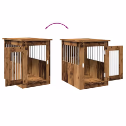 vidaXL Dog Crate Furniture Pet Doghouse Dog Kennel Dog Cage Engineered Wood - old wood, 45 x 62 x 59 cm - Additional view 7