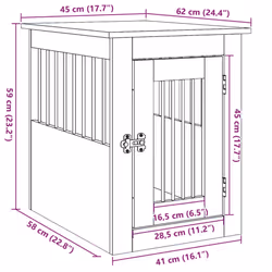 vidaXL Dog Crate Furniture Pet Doghouse Dog Kennel Dog Cage Engineered Wood - artisan oak, 45 x 62 x 59 cm - Additional view 10