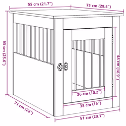 vidaXL Dog Crate Furniture Pet Doghouse Dog Kennel Dog Cage Engineered Wood - old wood, 55 x 75 x 65 cm - Additional view 10