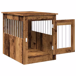vidaXL Dog Crate Furniture Pet Doghouse Dog Kennel Dog Cage Engineered Wood - old wood, 55 x 75 x 65 cm - Additional view 4