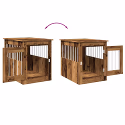 vidaXL Dog Crate Furniture Pet Doghouse Dog Kennel Dog Cage Engineered Wood - old wood, 55 x 75 x 65 cm - Additional view 7