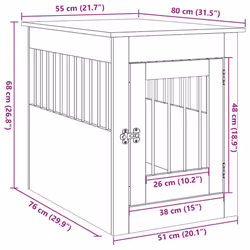 vidaXL Dog Crate Furniture Pet Doghouse Dog Kennel Dog Cage Engineered Wood - old wood, 55 x 80 x 68 cm