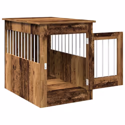 vidaXL Dog Crate Furniture Pet Doghouse Dog Kennel Dog Cage Engineered Wood - old wood, 55 x 80 x 68 cm - Additional view 4
