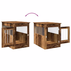 vidaXL Dog Crate Furniture Pet Doghouse Dog Kennel Dog Cage Engineered Wood - old wood, 55 x 80 x 68 cm - Additional view 7