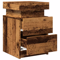 vidaXL Bedside Cabinets with LED Bed Table 2 pcs Artisian Oak Engineered Wood - old wood, 1 pcs - Additional view 5