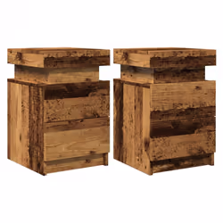 vidaXL Bedside Cabinets with LED Bed Table 2 pcs Artisian Oak Engineered Wood - old wood, 2 pcs - Additional view 2