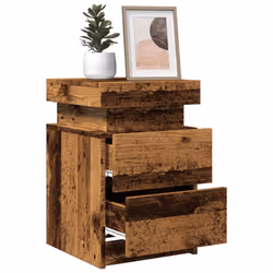 vidaXL Bedside Cabinets with LED Bed Table 2 pcs Artisian Oak Engineered Wood - old wood, 2 pcs - Additional view 4