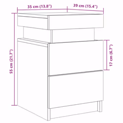 vidaXL Bedside Cabinets with LED Bed Table 2 pcs Artisian Oak Engineered Wood - artisian oak, 1 pcs - Additional view 3