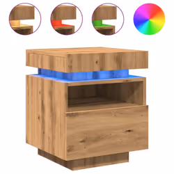 vidaXL Bedside Cabinets with LED Lights Nightstand Bed Table Side Cabinet - artisan oak, 1 pcs