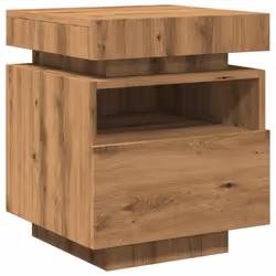 vidaXL Bedside Cabinets with LED Lights Nightstand Bed Table Side Cabinet - artisan oak, 1 pcs