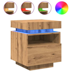 vidaXL Bedside Cabinets with LED Lights Nightstand Bed Table Side Cabinet - artisan oak, 2 pcs