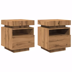 vidaXL Bedside Cabinets with LED Lights Nightstand Bed Table Side Cabinet - artisan oak, 2 pcs