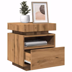 vidaXL Bedside Cabinets with LED Lights Nightstand Bed Table Side Cabinet - artisan oak, 2 pcs - Additional view 4
