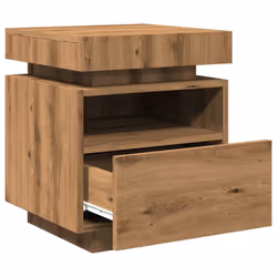 vidaXL Bedside Cabinets with LED Lights Nightstand Bed Table Side Cabinet - artisan oak, 2 pcs - Additional view 9