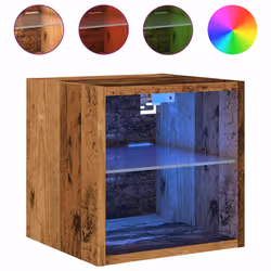 vidaXL TV Wall Cabinet with LED Lights Old Wood 30x28.5x30 cm floating TV unit - Additional view 2