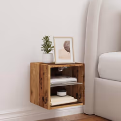 vidaXL TV Wall Cabinet with LED Lights Old Wood 30x28.5x30 cm floating TV unit - Additional view 3