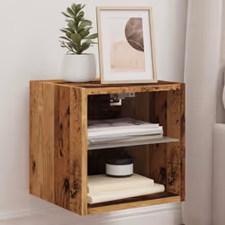 vidaXL TV Wall Cabinet with LED Lights Old Wood 30x28.5x30 cm floating TV unit - Additional view 5