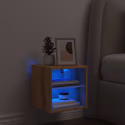 vidaXL TV Wall Cabinet with LED Lights Artisan Oak 30x28.5x30 cm - Additional view 4