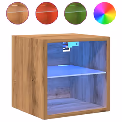 vidaXL TV Wall Cabinets with LED Lights 2 pcs Artisan Oak 30x28.5x30 cm - Additional view 2