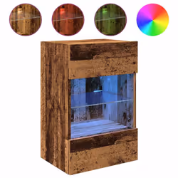 vidaXL TV Wall Cabinets with LED Lights 2 pcs Old Wood 40x30x60,5 cm - Additional view 4