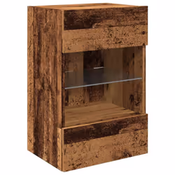 vidaXL TV Wall Cabinets with LED Lights 2 pcs Old Wood 40x30x60,5 cm - Additional view 5