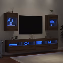 vidaXL TV Wall Cabinets with LED Lights 2 pcs Artisan Oak 40x30x60,5 cm - Additional view 2