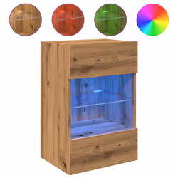 vidaXL TV Wall Cabinets with LED Lights 2 pcs Artisan Oak 40x30x60,5 cm - Additional view 4