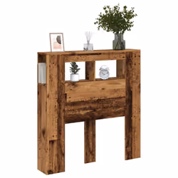 vidaXL LED Headboard Bed Header Bedroom Storage Bed Headboard Engineered Wood - old wood, 100 x 18.5 x 103.5 cm - Additional view 4