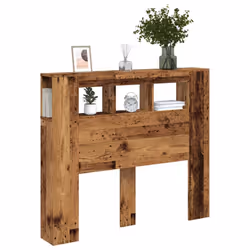 vidaXL LED Headboard Bed Header Bedroom Storage Bed Headboard Engineered Wood - old wood, 120 x 18.5 x 103.5 cm - Additional view 4