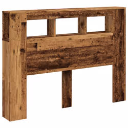 vidaXL LED Headboard Bed Header Bedroom Storage Bed Headboard Engineered Wood - old wood, 140 x 18.5 x 103.5 cm - Additional view 2