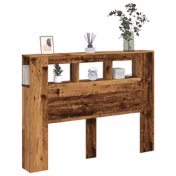vidaXL LED Headboard Bed Header Bedroom Storage Bed Headboard Engineered Wood - old wood, 140 x 18.5 x 103.5 cm - Additional view 4