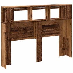 vidaXL LED Headboard Bed Header Bedroom Storage Bed Headboard Engineered Wood - old wood, 140 x 18.5 x 103.5 cm - Additional view 7