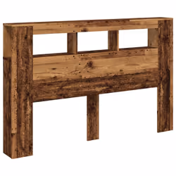 vidaXL LED Headboard Bed Header Bedroom Storage Bed Headboard Engineered Wood - old wood, 160 x 18.5 x 103.5 cm - Additional view 2