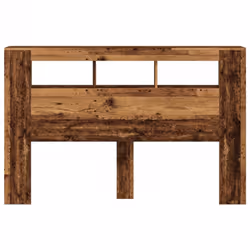 vidaXL LED Headboard Bed Header Bedroom Storage Bed Headboard Engineered Wood - old wood, 160 x 18.5 x 103.5 cm - Additional view 5