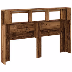 vidaXL LED Headboard Bed Header Bedroom Storage Bed Headboard Engineered Wood - old wood, 160 x 18.5 x 103.5 cm - Additional view 7