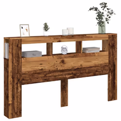vidaXL LED Headboard Bed Header Bedroom Storage Bed Headboard Engineered Wood - old wood, 180 x 18.5 x 103.5 cm - Additional view 4