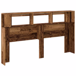 vidaXL LED Headboard Bed Header Bedroom Storage Bed Headboard Engineered Wood - old wood, 180 x 18.5 x 103.5 cm - Additional view 7