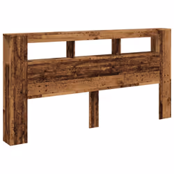 vidaXL LED Headboard Bed Header Bedroom Storage Bed Headboard Engineered Wood - old wood, 200 x 18.5 x 103.5 cm - Additional view 2