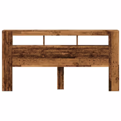 vidaXL LED Headboard Bed Header Bedroom Storage Bed Headboard Engineered Wood - old wood, 200 x 18.5 x 103.5 cm - Additional view 5
