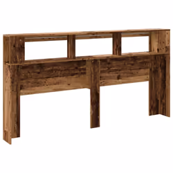 vidaXL LED Headboard Bed Header Bedroom Storage Bed Headboard Engineered Wood - old wood, 200 x 18.5 x 103.5 cm - Additional view 7